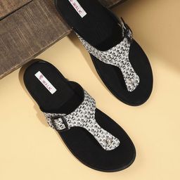 V-WALK Women Textured Stylish Comfort T-Strap Flats-image-67