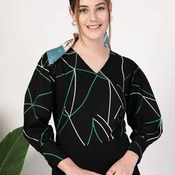 Style Quotient Print Bishop Sleeves Top-picture-36