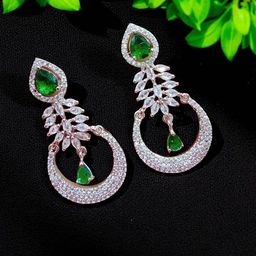 The Pari Rhodium-Plated American Diamond Studded Teardrop Shaped Drop Earrings-image-75