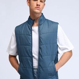 Flying Machine Men Mock Collar Solid Casual Padded Jacket-picture-32