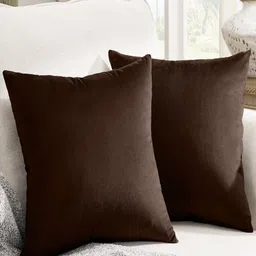 Aura Brown Set of 2 Velvet Square Cushion Covers-image-81