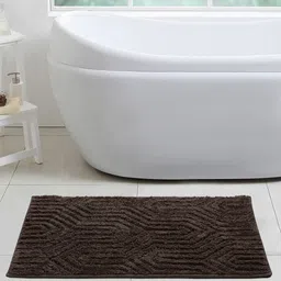 OBSESSIONS Coffee-Brown Textured Bath Rug-30