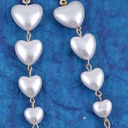 Estailo fashion Artificial Beaded Heart Shaped Drop Earrings-image-73