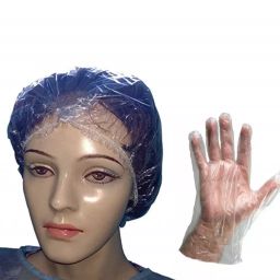 Nuvo Medsurg Shower Cap and Hand Gloves Combo Disposable Polythene Transparent Free Size (Pack of 200 Pcs)-image-3