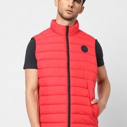 Jack & Jones Men Red Solid Puffer Jacket-picture-50