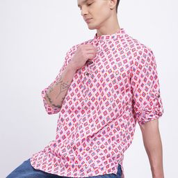 Anouk Rustic Ethnic Motifs Print Band Collar Roll-Up Sleeves Straight Kurta-picture-47
