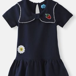 Nauti Nati A-Line Girls Blue Pique Cotton Applique Dress-picture-17