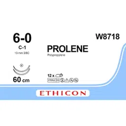 Ethicon 60 cm 6-0 USP Blue Prolene Monofilament Suture W8718 Pack of 12 Pcs-39
