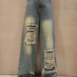 LULU & SKY Girls Wide Leg High-Rise Highly Distressed Heavy Fade Jeans-picture-5