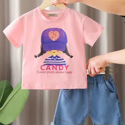 INCLUD Girls Printed Short Sleeves T-Shirt With Shorts-image-89