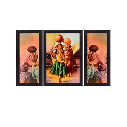 eCraftIndia Multicoloured Set of 3 UV Wall Art-54