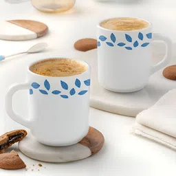 Larah by BOROSIL White 2 Pieces Printed Opalware Glossy Mugs-240 ml-46