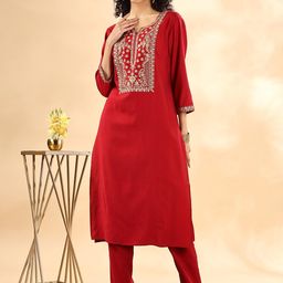 Anouk Women Floral Solid Kurta with Trousers-picture-50