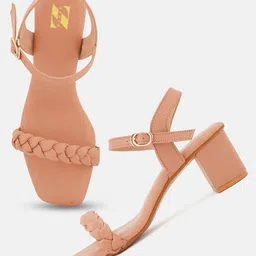 ZENVO Textured Backstrap Open Toe Block Heels image 2