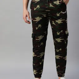 CHROME & CORAL Men Camouflage Printed Joggers-image-88