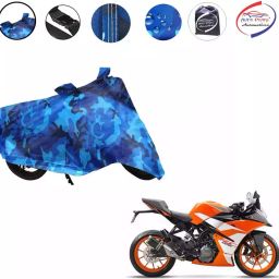 Auto Pearl Polyester Waterproof Two Wheeler Cover for KTM RC 125,(Ocean Blue)-image-40