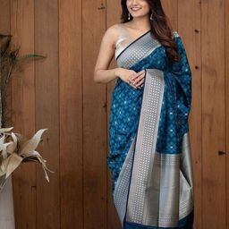 all about you Women Woven Design Zari Pure Silk Banarasi Saree-23