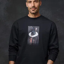 RARE RABBIT Men Graphic Printed Cotton Sweatshirt-image-4