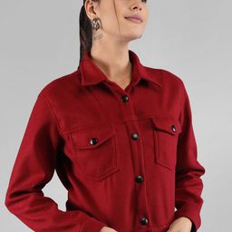 The Roadster Lifestyle Co. Spread Collar Woollen Crop Tailored Jacket-35
