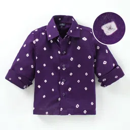 JAV Creations Full Sleeves Bandhani Print Shirt - Violet-picture-8