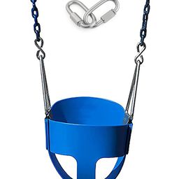 Reznor Flexible High Back Full Bucket Swings Seat With Plastic Coated Chains - Blue-25