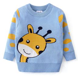 Kookie Kids Full Sleeves Sweater Giraffe Design- Blue-image-78