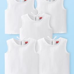 Babyhug 100% Cotton Woven Back Tie Knot Jhablas Pack of 5 - White-picture-25