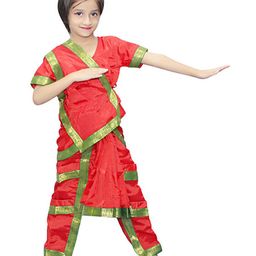 Kaku Fancy Dresses Bharatnatyam Saree Classical Dance Theme Dress Set - Red-image-80