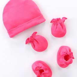 Ben Benny Interlock 100% Cotton Knit Cap Mitten & Booties Set Solid Color Fuchsia - Diameter 9.5 cm-picture-8