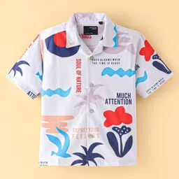 Ruff Half Sleeves Vacation Theme Print Shirt - Off White-picture-32