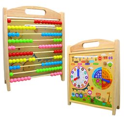 YAMAMA Wooden Calendar Computing Rack Toy With Clock Educational Wooden Toy For Kids - Multicolor-image-7