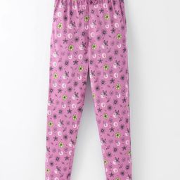 Doreme Lycra Knit Full Length Track Pant Floral Print - Mouve-26