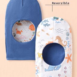 Ben Benny Interlock Knit Monkey Cap with Sea Life Theme White & Blue - Diameter 11 cm-image-4