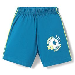 Tango Single Jersey Knit Knee Length Shorts with Football Print & Tape Detailing - Teal Blue-image-12