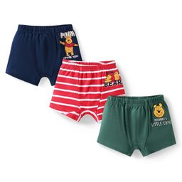 Babyhug Disney Interlock Knit Trunks With Winnie The Pooh Graphics Pack Of 3 - Red & Dark Green-10