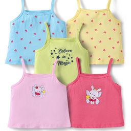 Doodle Poodle 100% Cotton Singlet Sleeves Slips With Hearts & Bunny Print Pack Of 5 - Multicolour-image-40