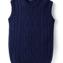 Pine Kids Knit Sleeveless Pullover Sweater Vest with Cable Knit Design - Navy Blue-picture-31