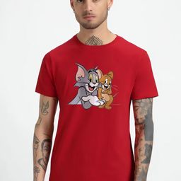 HESHA Men Tom & Jerry Graphic Printed Round Neck Cotton T-shirt-image-38