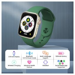 i kall IKALL W4 Pro Smartwatch with 2.19" Display, Sleek Dial with IP68 Water Resistant, Sp02 Tracking and Wireless Charging (Multiple Sports Modes, Bluetooth Calling) (Green) image 2
