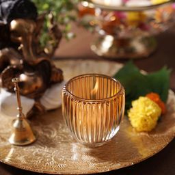 Pure Home and Living Brown 4 Pieces Textured Glass Candle Holder-picture-5
