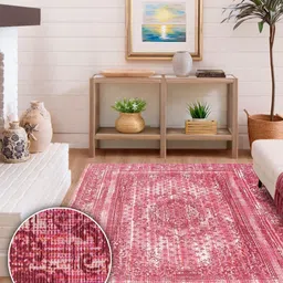 Kaleen India Pink Traditional Anti-Skid Polyester Carpet-image-44