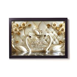 Aura Gold-Toned & Beige 1 Piece Synthetic Wood Abstract Wall Paintings-picture-6
