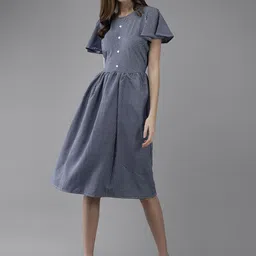 BAESD Checked Net Fit & Flare Dress-picture-15