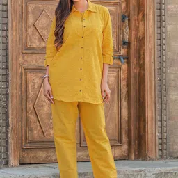 MITTOO Self Design Schiffli Cotton Shirt & Trousers-image-23