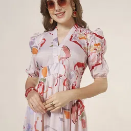 DressBerry Floral Print Puff Sleeve Crepe Fit & Flare Maxi Dress-picture-25
