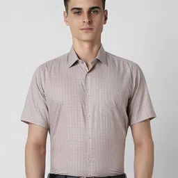 Van Heusen Men Spread Collar Micro Checked Cotton Formal Shirt-image-57