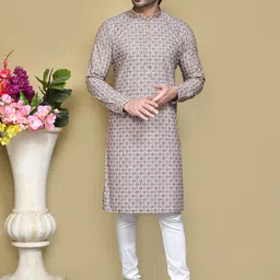 RANAK Men Geometric Printed Thread Work Kurta-picture-15