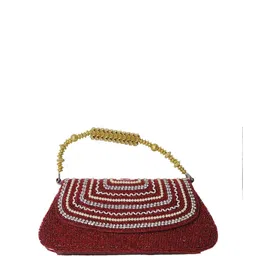 Exotic India Embellished Swagger Handheld Bag with Dense Beadwork and Faux Pearls-45