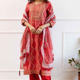 KALINI Women Bandhani Printed Regular Sequinned Kurta with Palazzos & With Dupatta-picture-27