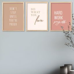 Kotart White & Pink 3 Pieces Typography Wooden Wall Arts-picture-33